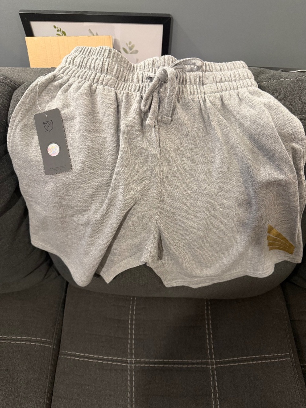 Mitchell & Ness Women’s MLS Logo Fleece Shorts Gray Size Medium NWT